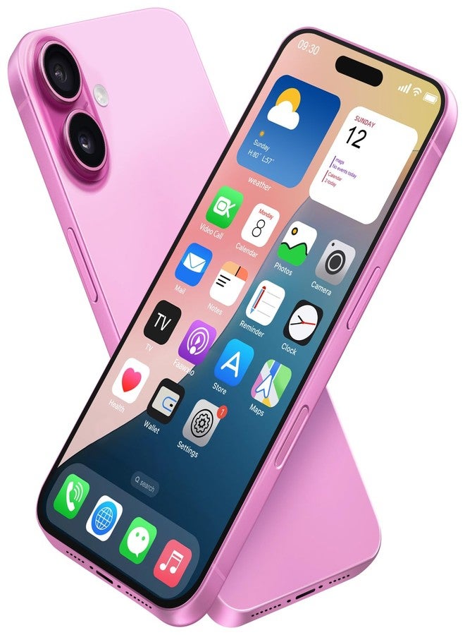 Faawxlo Dummy Fake Phone Model, Looks Like The RealPhone Compatible withPhone 16 Pro Max, for Cellphone Store Display or Send a ToyPhone for Kids (16,Pink,The Screen is Printed with Patterns) - Image 1